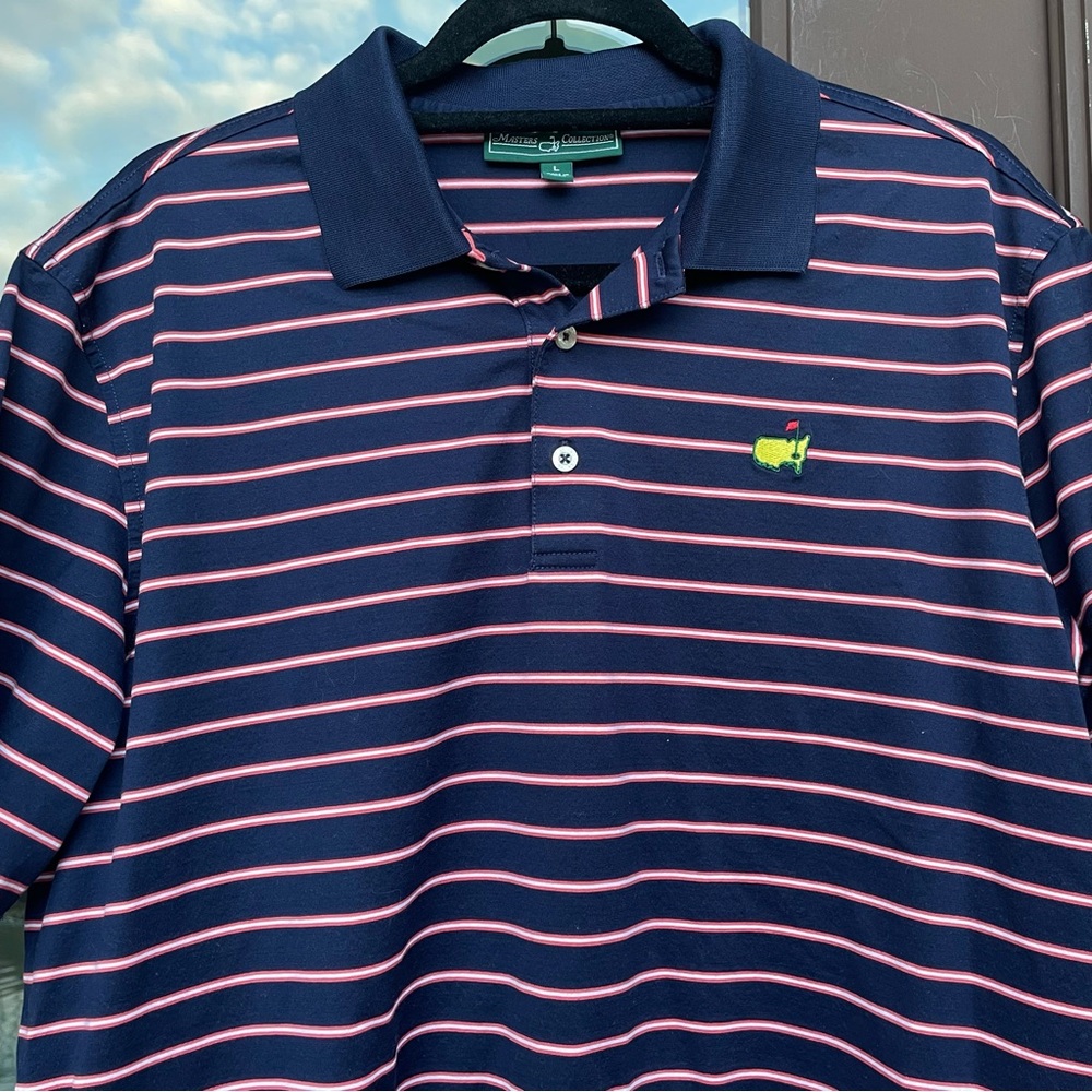 Masters Collection Navy Blue with Stripes Polo L